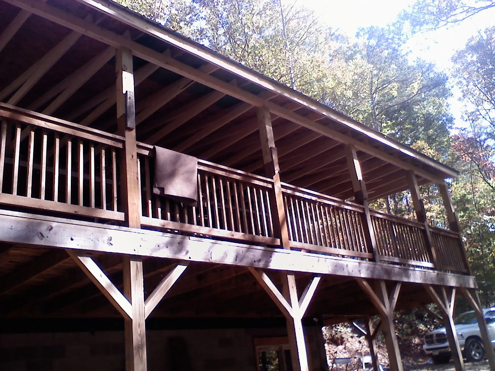 Timber framing under a new elevated porch and deck — Roof Leak Repair in Fredericktown by Roofing Brothers